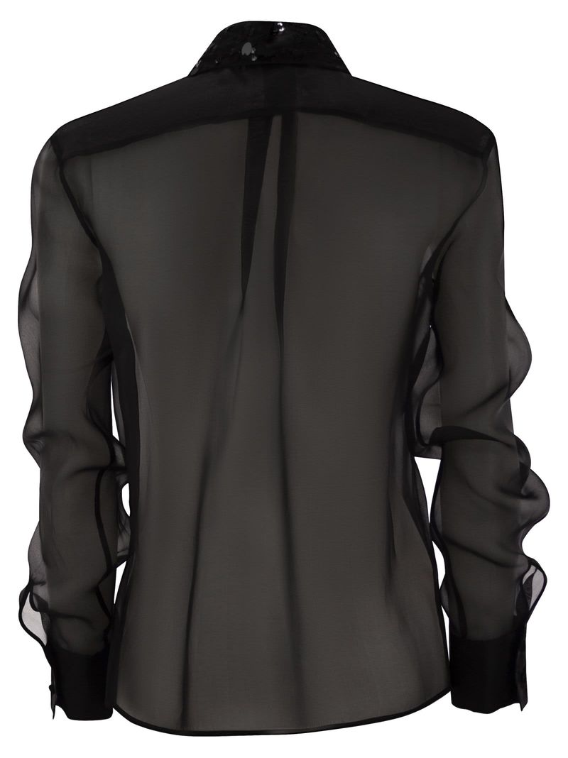 Tシャツ・カットソー FABIANA FILIPPI Long organza shirt with sequin embroidery Long organza shirt with sequin embroidery, black for Women