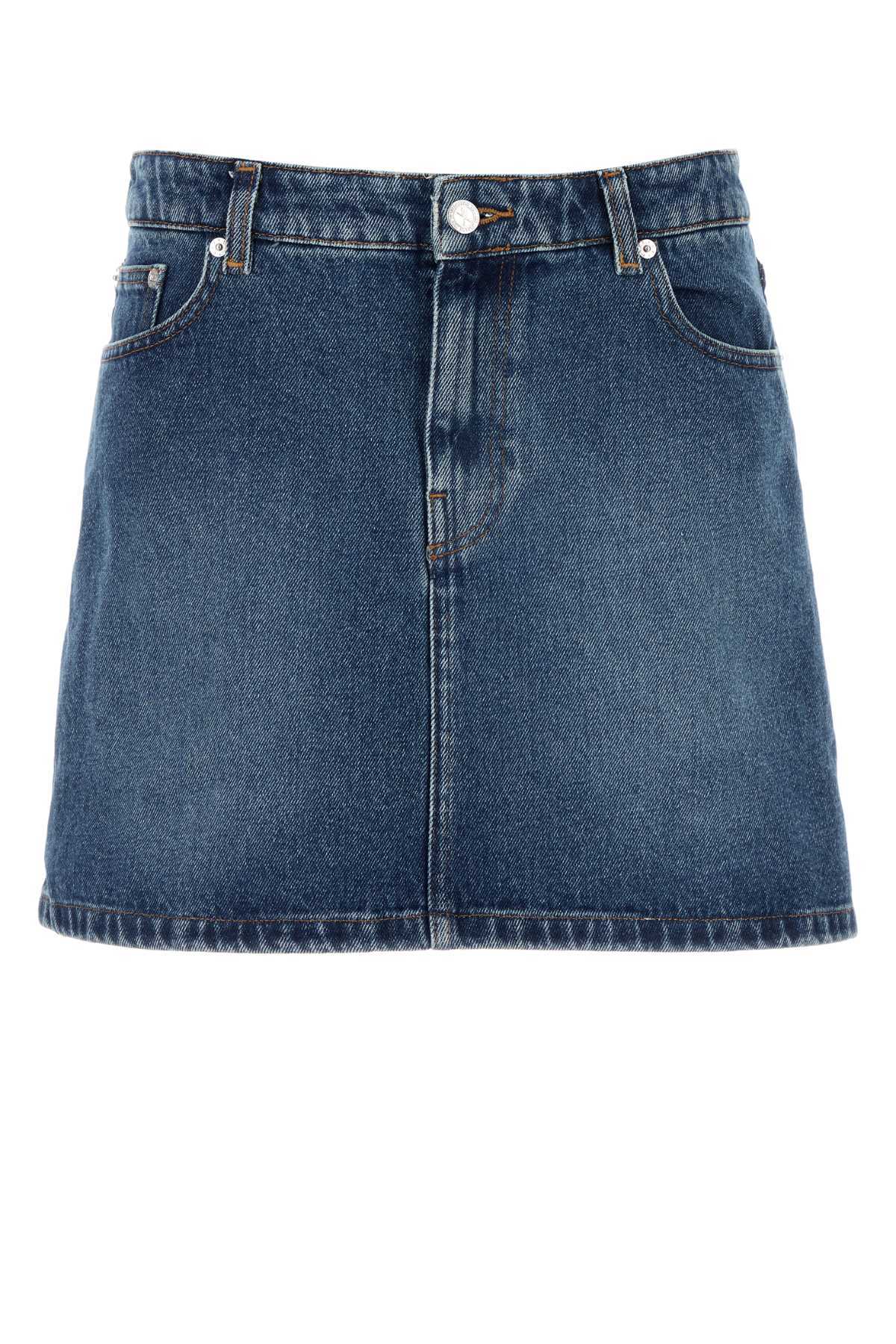 A.P.C. Denim Moss Mini Skirt - Washed Indigo - Image 1 of 2