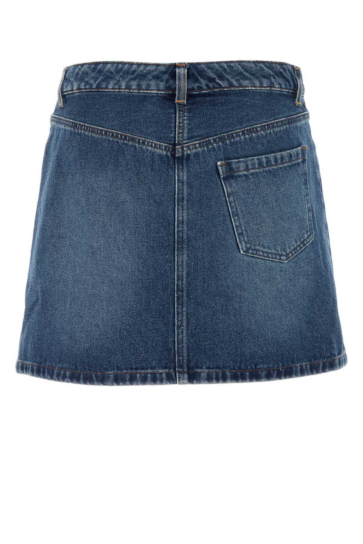 A.P.C. Denim Moss Mini Skirt - Washed Indigo - Image 2 of 2