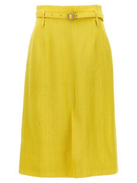 Jil Sander Satin Skirt With Side Slit - Yellow | Garmentory