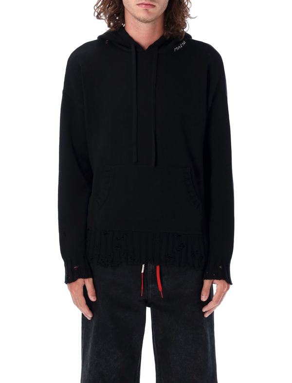パーカー・フーディ Marni Hooded Broken Knit hoodie Marni Hooded Broken Knit Sweater - Black | Garmentory