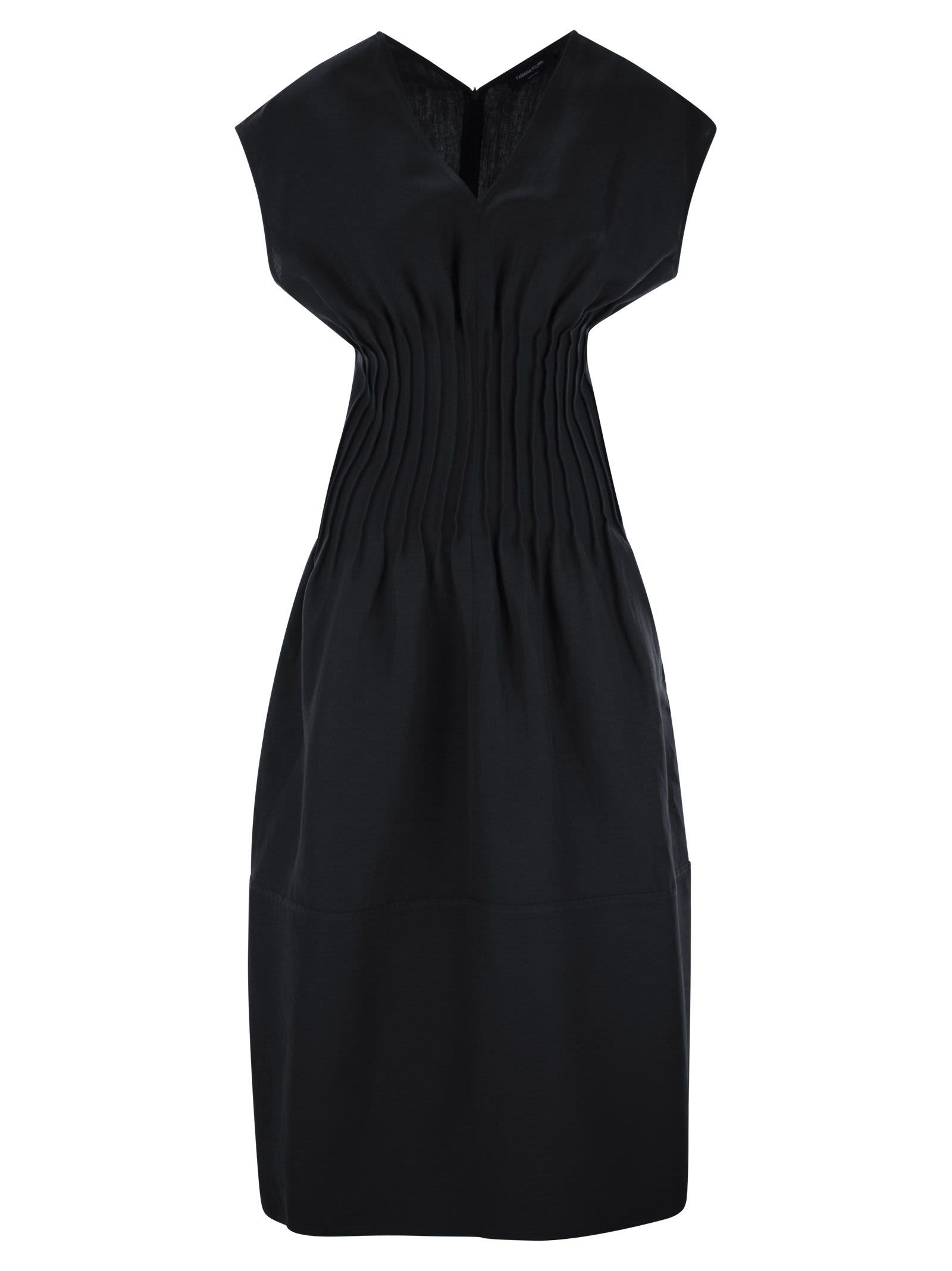 Fabiana Filippi Viscose And Linen Corset Waist Dress - Night Blue |  Garmentory