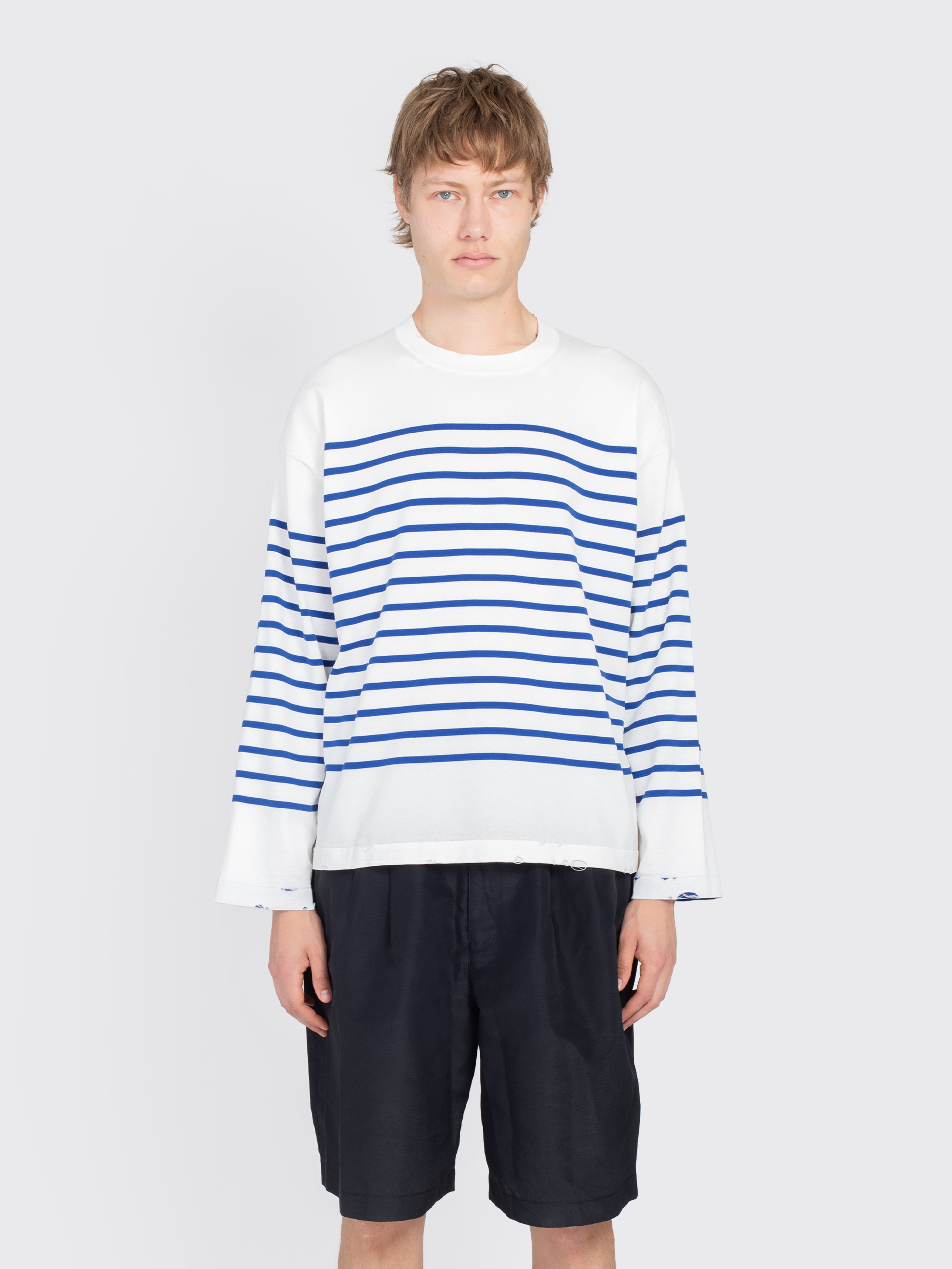 JUNYA WATANABE Striped Long Sleeve T-Shirt - Blue/Off White