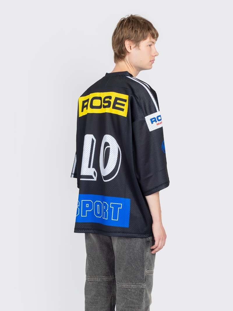 Martine Rose Woven Oversized Football Top - Black | Garmentory