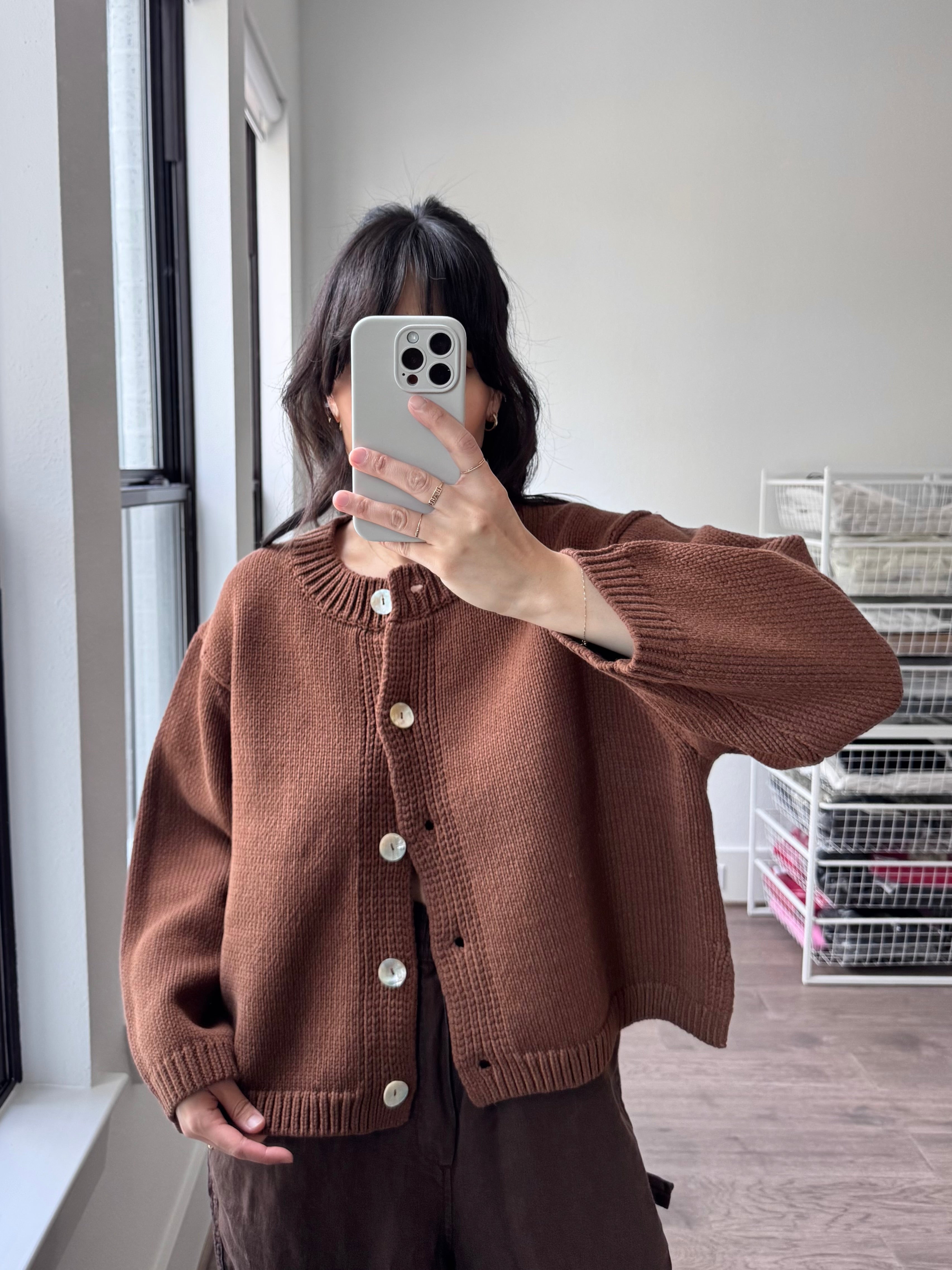 Nikki Chasin Shiloh Cotton Cardigan - Mocha | Garmentory