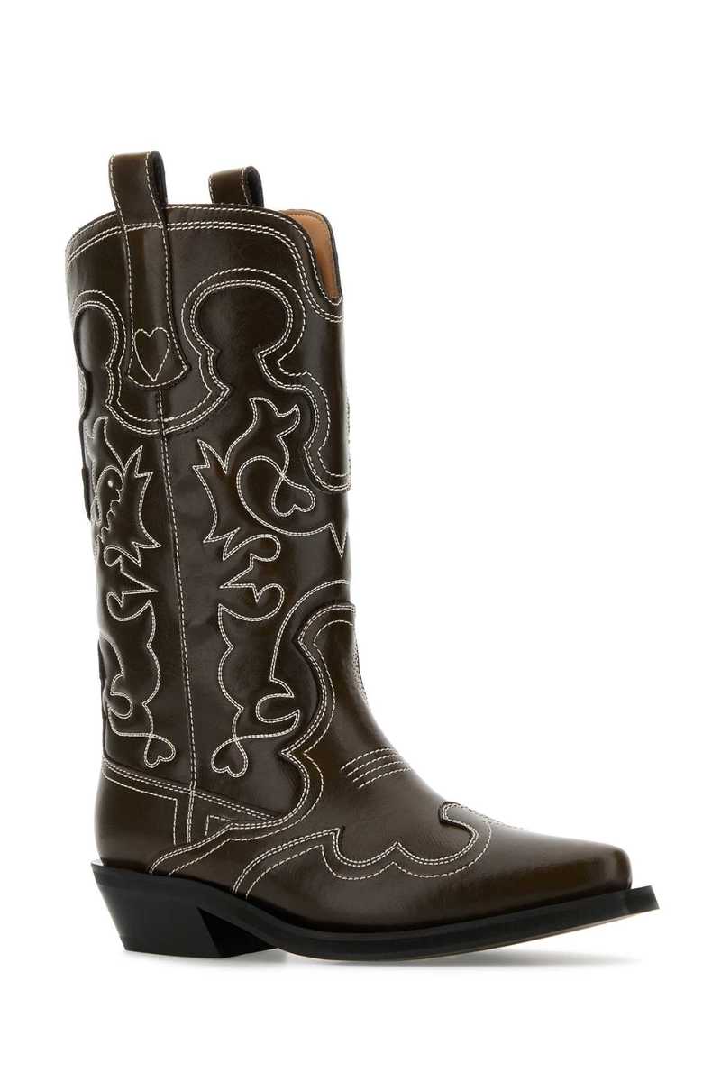 ミドルブーツ Ganni Chocolate Synthetic Leather Boots Ganni Chocolate Synthetic Leather Boots - Chocolate | Garmentory