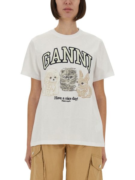 Ganni Basic Jersey Bear T-Shirt - White | Garmentory