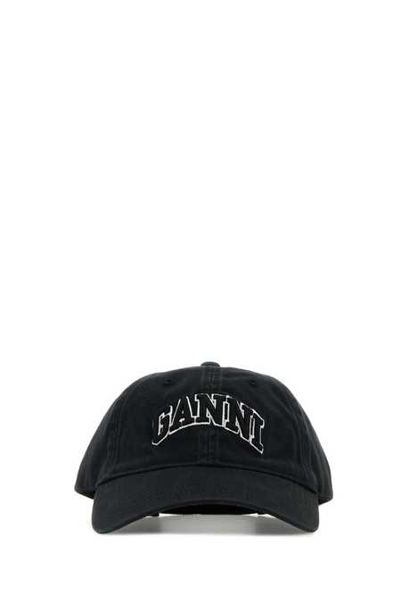 キャップ GANNI SLATE COTTON BASEBALL CAP Ganni Slate Cotton Baseball Cap - Black | Garmentory