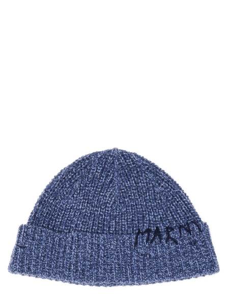 【関税＆送料込み】Beanie Hat With \"Marni Mending\" Embroide Pink Shetland wool beanie with Marni Mending | Marni