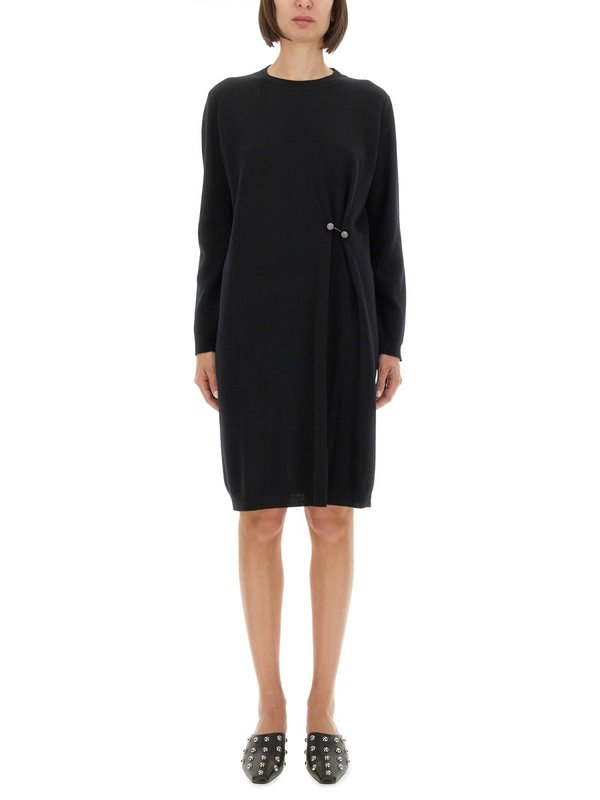 ワンピース FABIANA FILIPPI KNIT DRESS WITH BROOCH (ABD215F141 L517825) Fabiana Filippi Knit Dress With Brooch - Black | Garmentory