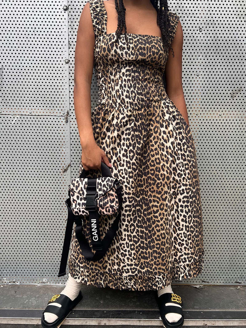 Ganni Tech Mini Satchel Bag - Leopard | Garmentory