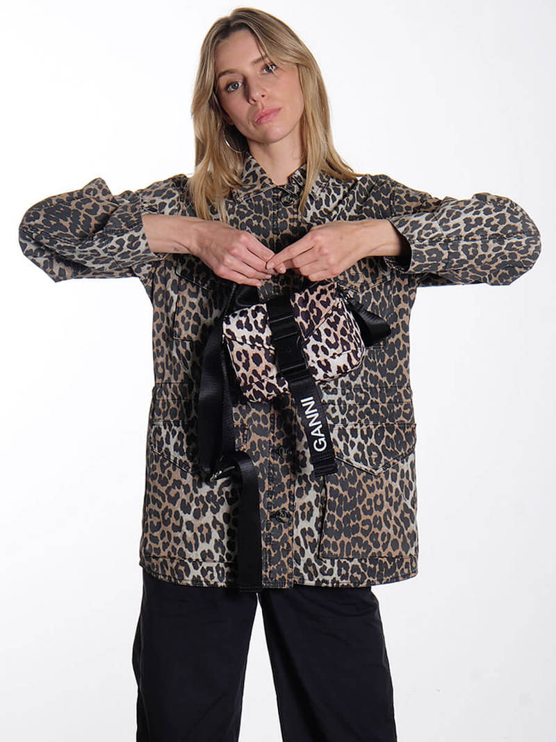 Ganni Tech Mini Satchel Bag - Leopard | Garmentory