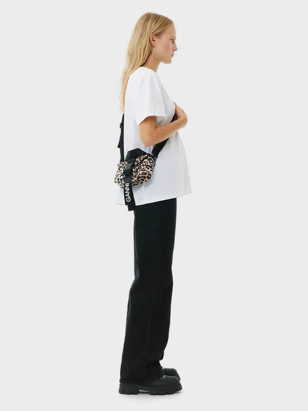 Ganni Tech Mini Satchel Bag - Leopard | Garmentory