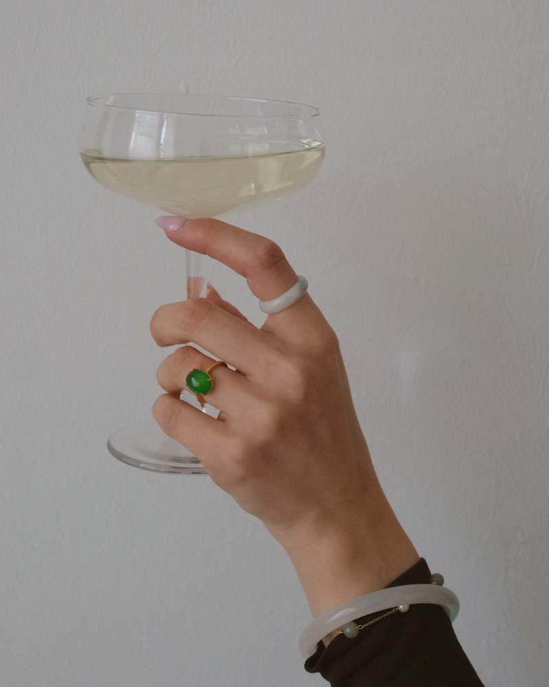 seree Dew Green Jade Stone Ring - Green