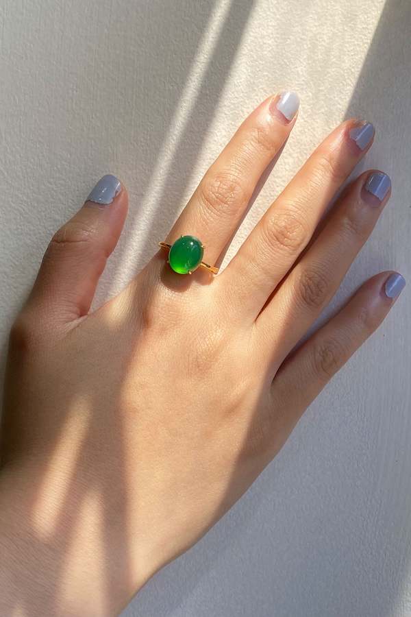 seree Dew Green Jade Stone Ring - Green