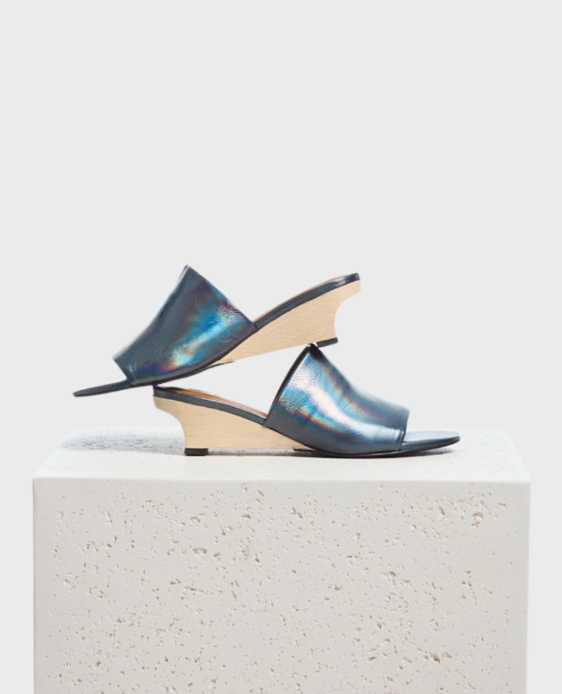 Coclico Vita Demi-Wedge Sandal - Carbon Iridescent Leather