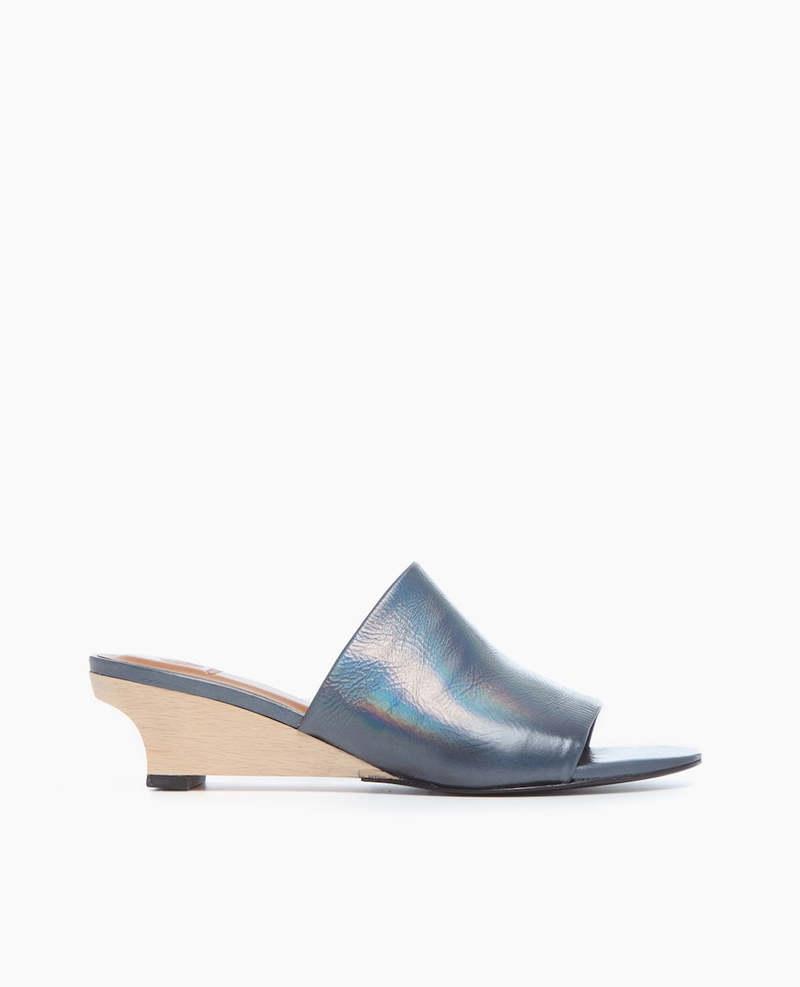 Coclico Vita Demi-Wedge Sandal - Carbon Iridescent Leather