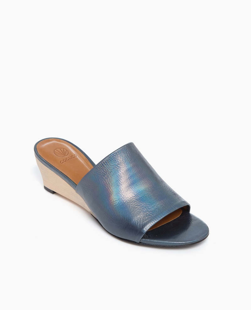 Coclico Vita Demi-Wedge Sandal - Carbon Iridescent Leather