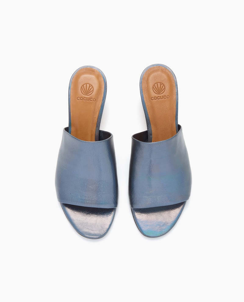 Coclico Vita Demi-Wedge Sandal - Carbon Iridescent Leather