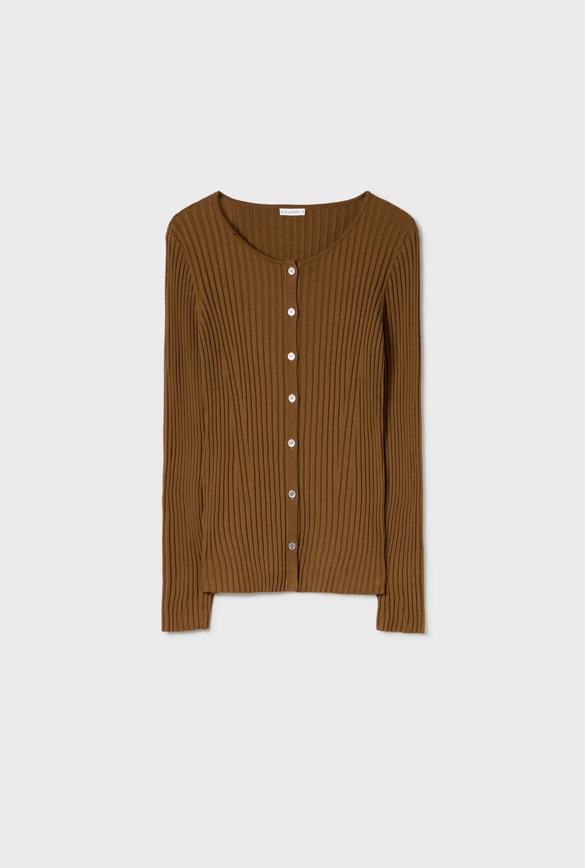 Silk Laundry Ribbed Cardigan - Drought - Image 2 of 7