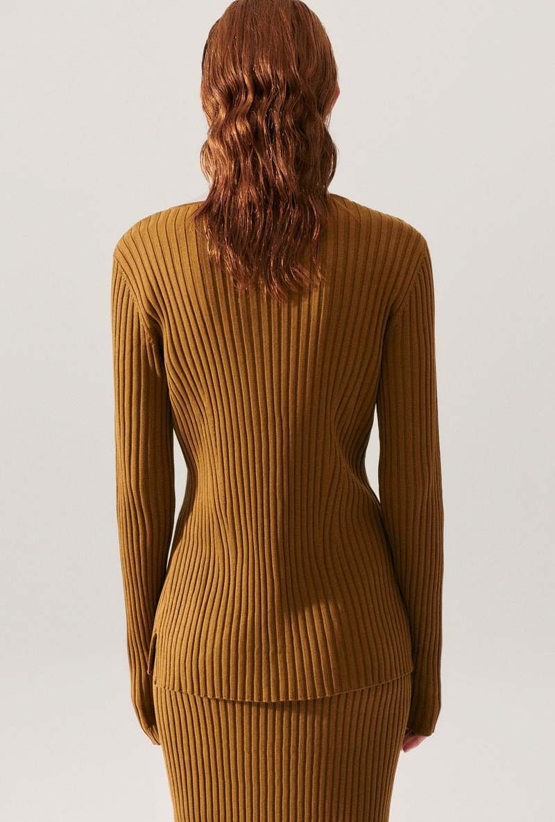 Silk Laundry Ribbed Cardigan - Drought
