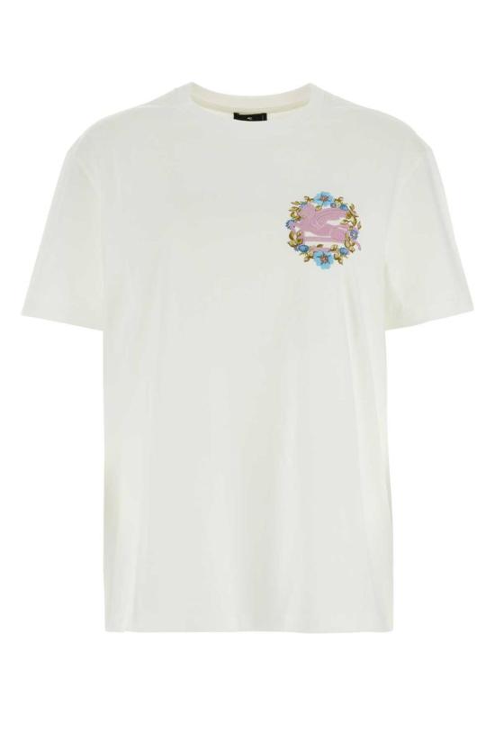 ETRO｜SHORT-SLEEVED ROUND NECK T-SHIRTS (WRJB0006AC036 W Etro Round Neck Short Sleeves Logo T-shirt In Yellow | ModeSens