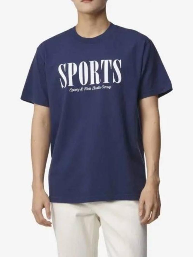 スウェット・トレーナー Sporty & Rich Sports Short Sleeve T-Shirt Navy White TS873NA SPORTSTSHIRTNAVY1.jpg?v=