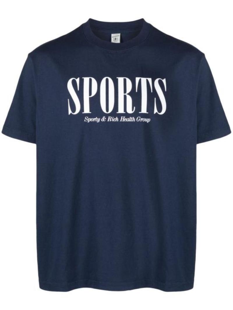 ★Sporty & Rich★ Sports Short Sleeve T-Shirt Navy White TS8 SPORTY & RICH Short Sleeve T-Shirt - Navy/White | Garmentory