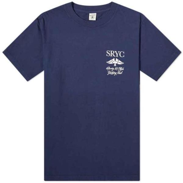 スウェット・トレーナー Sporty & Rich Sports Short Sleeve T-Shirt Navy White TS873NA SPORTY & RICH Short Sleeve T-Shirt - Navy | Garmentory