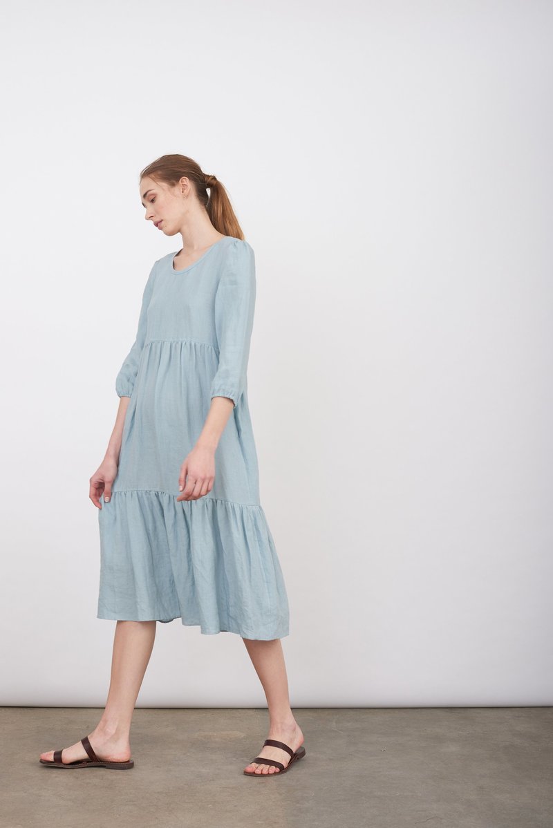 Justine Tabak Linen petticoat lane dress - cloud blue | Garmentory Justine Tabak Linen petticoat lane dress - cloud blue | Garmentory