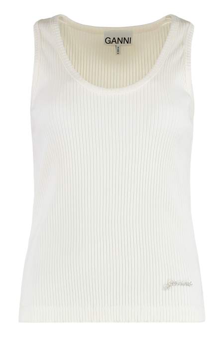 【GANNI】Drapey Melange Sleeveless Top GANNI BLACK DRAPEY MELANGE SLEEVELESS TOP | REVERSIBLE