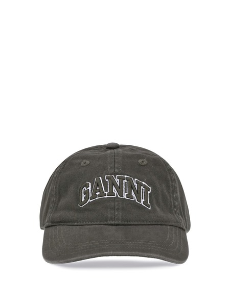 ★Ganni★ Logo Ball Cap Frost Grey A6302523 Ganni Embroidered Logo Cap - 523 Frost Gray | Editorialist