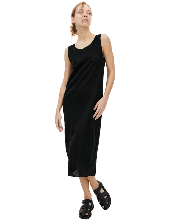 black pixie dress Women's Sleeveless Linen-Blend Midi Dress with Crew Neck – RW&CO main image 0