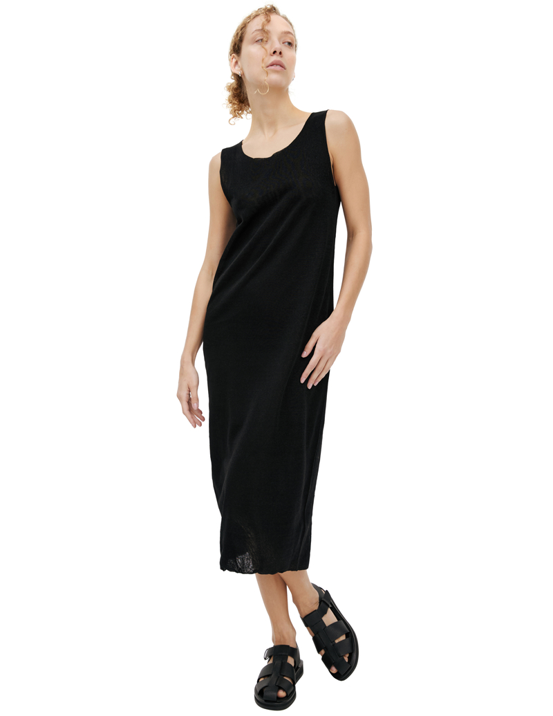 The Row Sleeveless Linen Dress - Black | Garmentory The Row Sleeveless Linen Dress - Black | Garmentory