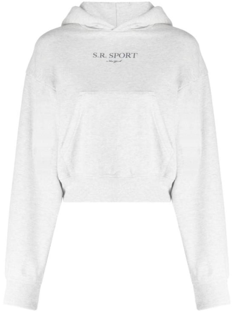 ★Sporty & Rich★ SR Sports Logo Hood Heather Gray HCAW2326H Sporty & Rich SR Sport Cropped Hoodie 'Heather Grey