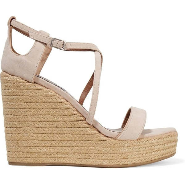 Tabitha Simmons Jenny Kicksuede Wedge Sandals - Rose Gold