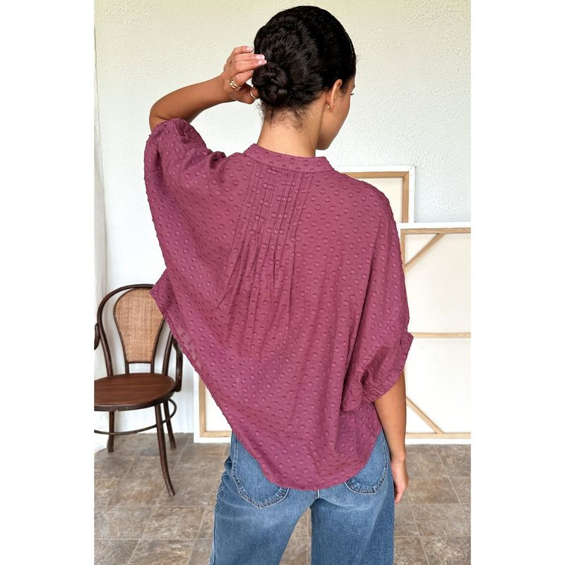 Emerson Fry Crushed Berry Mandarin Collar Top