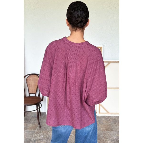 Emerson Fry Crushed Berry Mandarin Collar Top