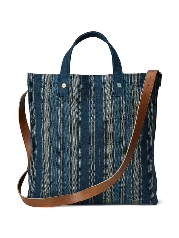 RRL インディゴ カーペンター トートバッグ RRL Handwoven Indigo Carpenter Tote Bag - Navy | Garmentory