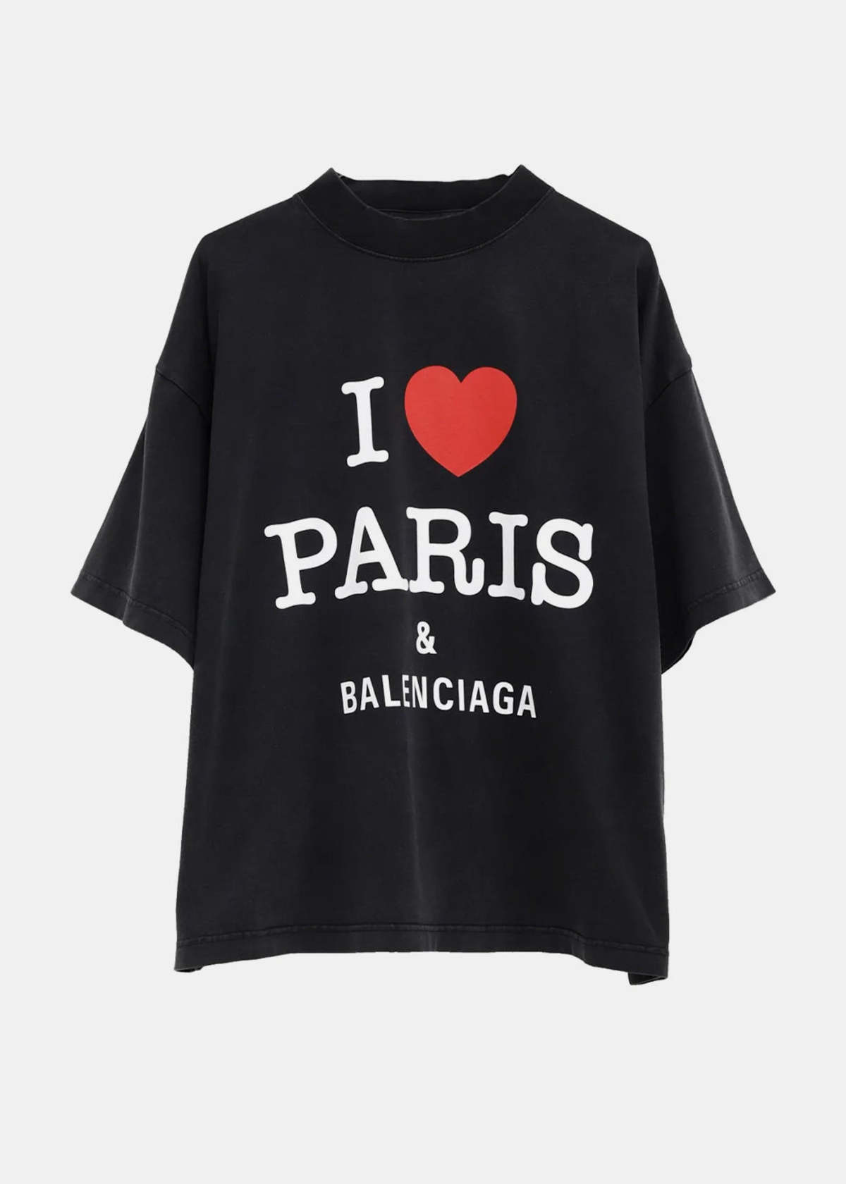 Balenciaga I Love Paris & Balenciaga Cropped T-Shirt - Faded