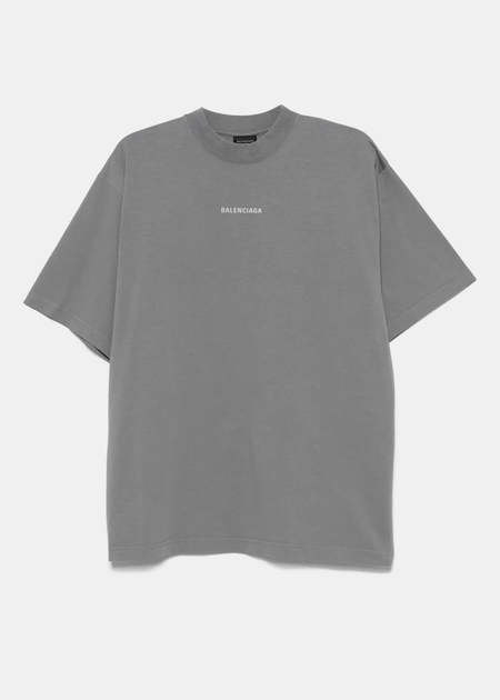 Tシャツ・カットソー BALENCIAGA SS24 Logo print shirt (662983TPLA4 1070) Pre-Loved] Balenciaga M White Pink Logo Printed Cotton T