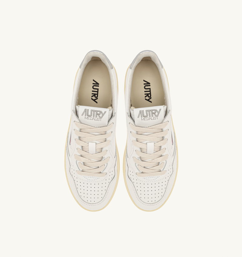 Autry Platform Low Leather Sneaker - White Silver | Garmentory
