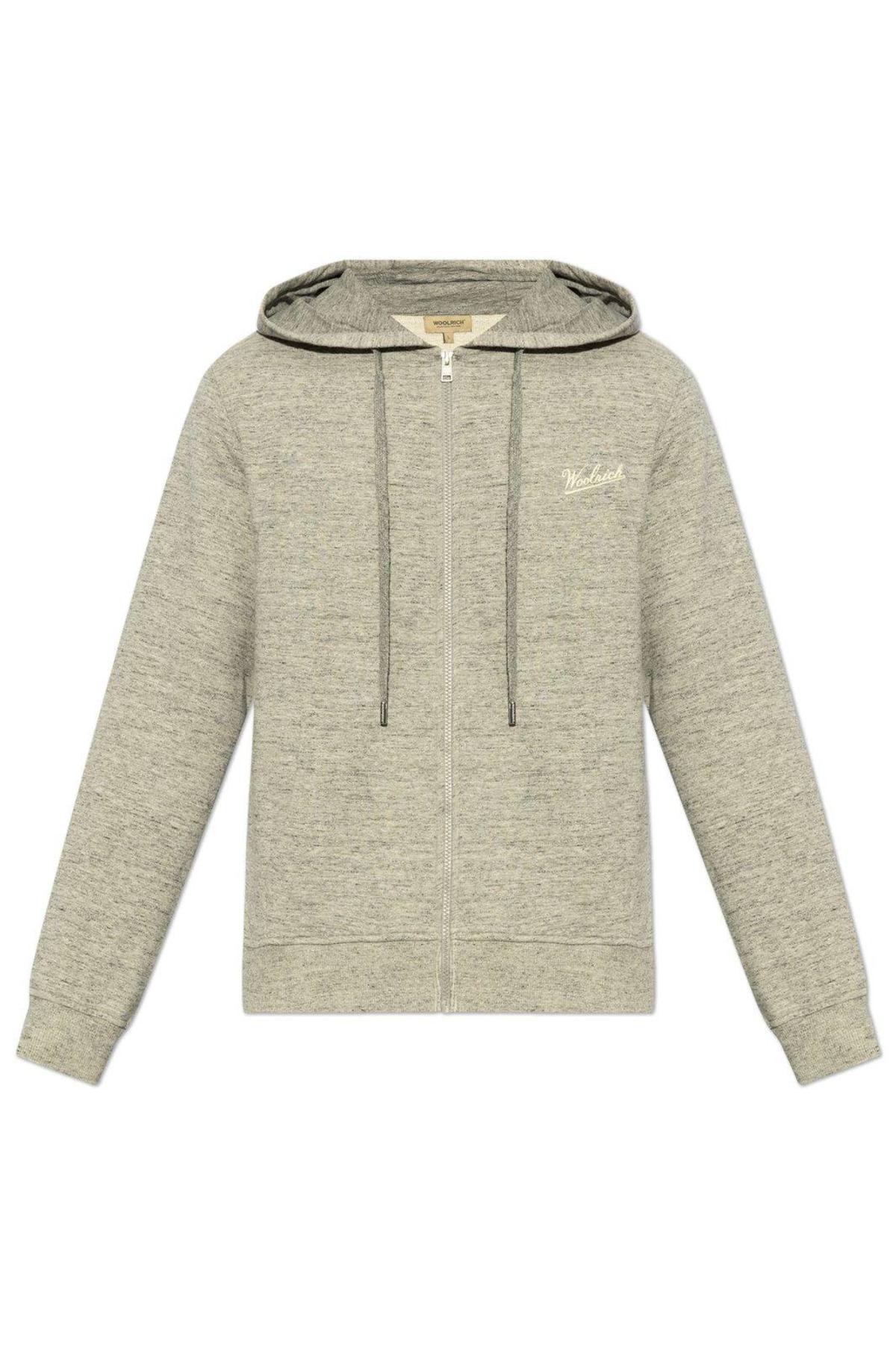 【送料&関税込】Woolrich Mouline Full-zip Hoodie Men's Full-zip Hoodie in Pure Cotton Mouliné blue | Woolrich US