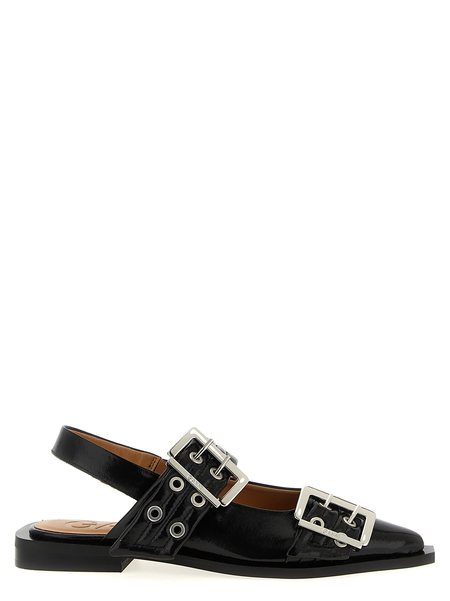 Ganni BUCKLE SLINGBACK PUMP NAPLACK - Black | Garmentory