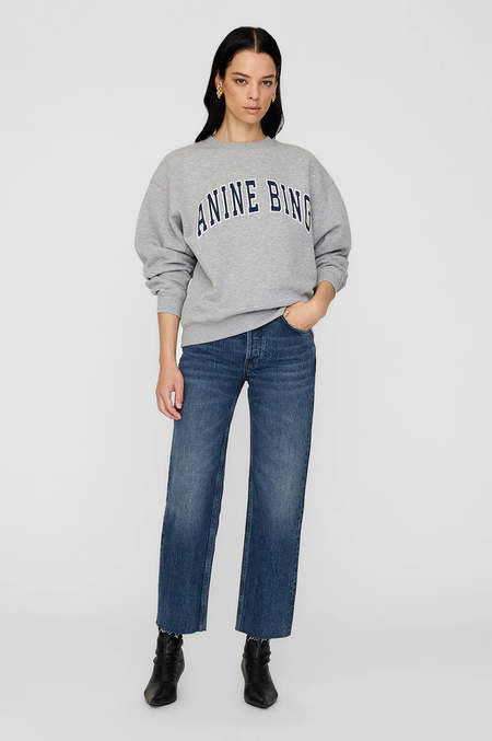 その他 ANINE BING FW25 MILES FLEECE OVER (A0811205BEL26 DARK BLUE) Miles Sweatshirt Framed Monogram - Washed Navy – Superette