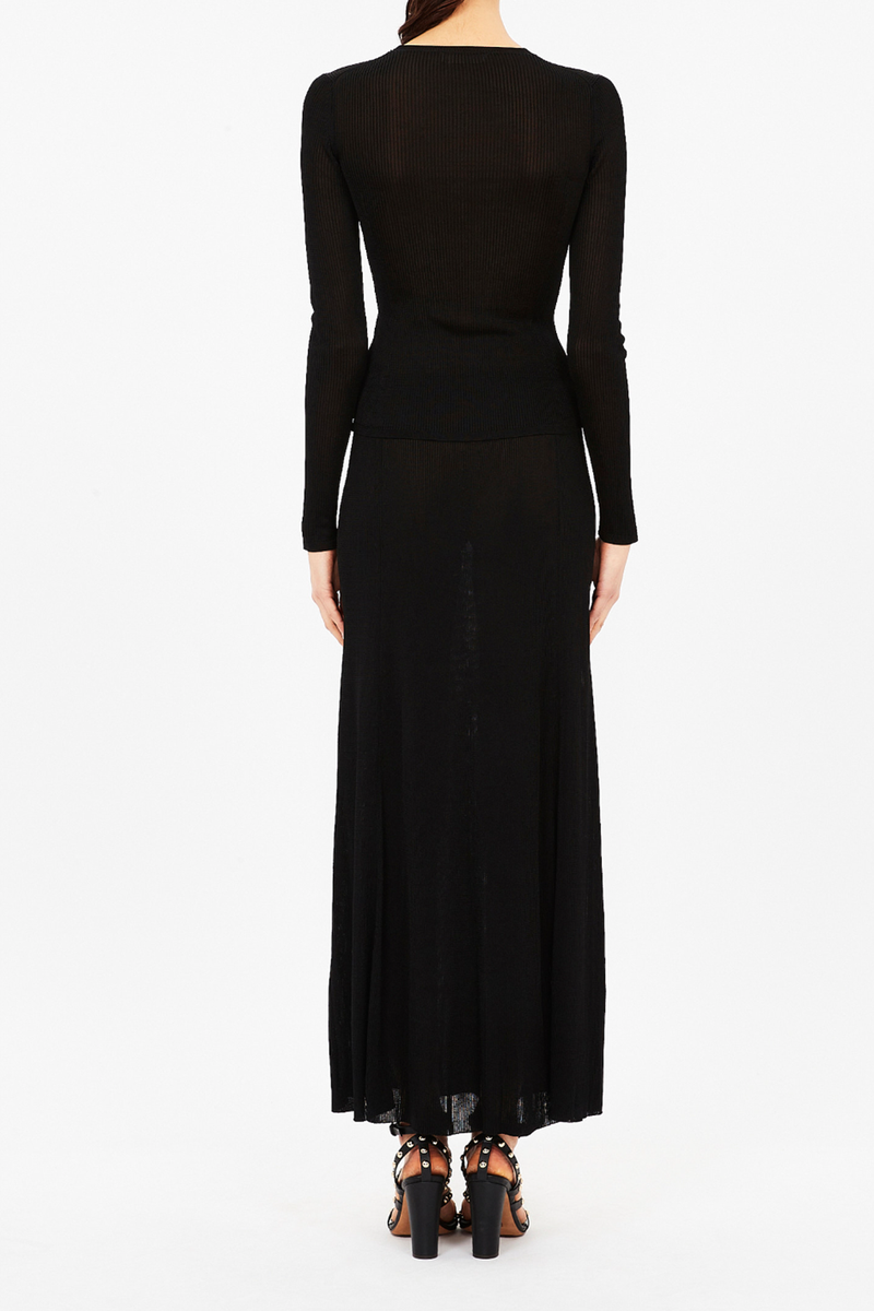 Ulla Johnson Vianca Long Sleeve Slinky Ribbed Knit - Noir Ulla Johnson Vianca Long Sleeve Slinky Ribbed Knit - Noir