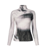Issey Miyake Shadow Study Chiffon Twist Turtleneck Top - Thumbnail 1
