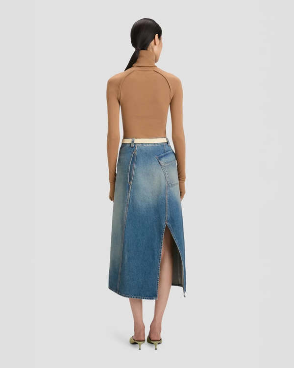 Victoria Beckham Asymmetric Utility Skirt - Medium Wash Denim