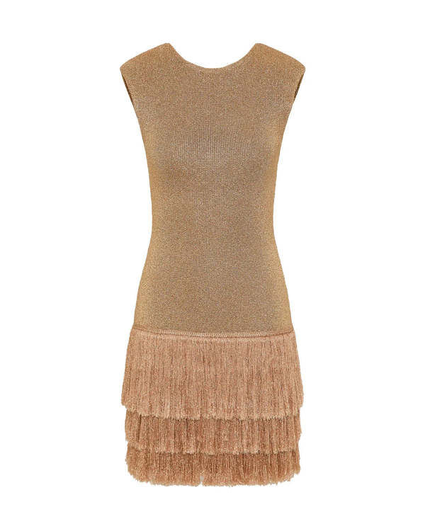 slim fit dress slacks Serendipity Reflection Midi Dress Gold by Aje for Hire main image 1