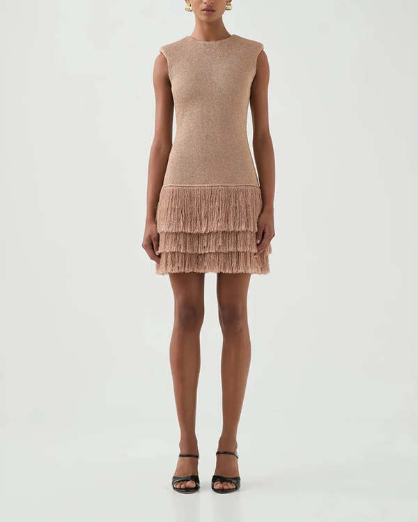 Aje Breeze Knit Mini Dress - Rose Gold | Garmentory